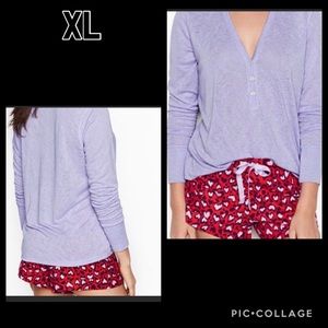 Vs Henley flannel pj shorts red cheetah heart